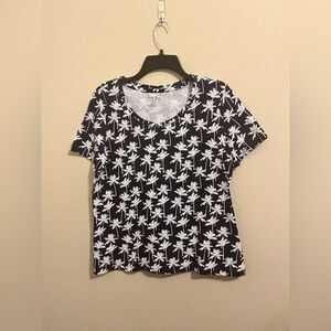 Coral Bay Black and White Palm Print Tee